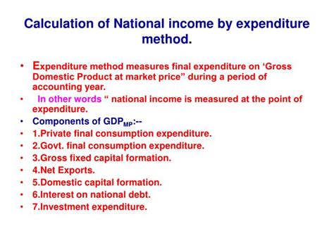 How To Calculate National Income By Expenditure Method Measuring