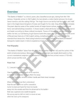 The Battle of Maldon Poem Study Guide by SuperSummary | TPT