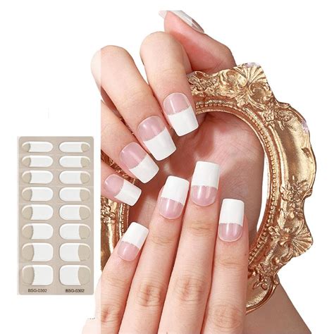 Amazon 16 Pieces Semi Cured Gel Nail Strips For Women Gel Nail