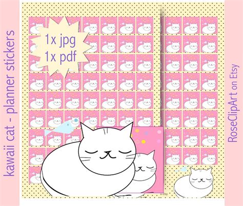 Cat Planner Stickers Instant Download Printable Kawaii Pet Stickers ...