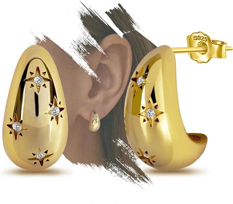 Amazon Gold Chunky Hoop Earrings For Women Sterling Silver Dupes