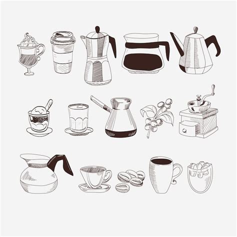 Kaffee Icon Set Vorlage Premium Vektor