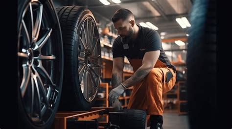 Premium Ai Image Professional Mechanic Changing Car Tyres In Auto