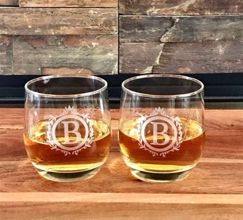 Laser Engraved Whiskey Rock Glass Bourbon Glass Personalized Etsy