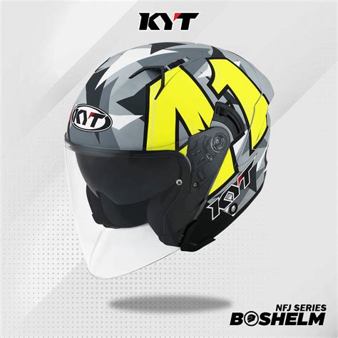 Jual BOSHELM Helm KYT NFJ Espargaro 2019 GREY DOFF FLUO Helm Half Face