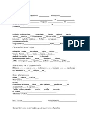 Ficha T Cnica Facial Pdf Especialidades Medicas Medicina Clinica