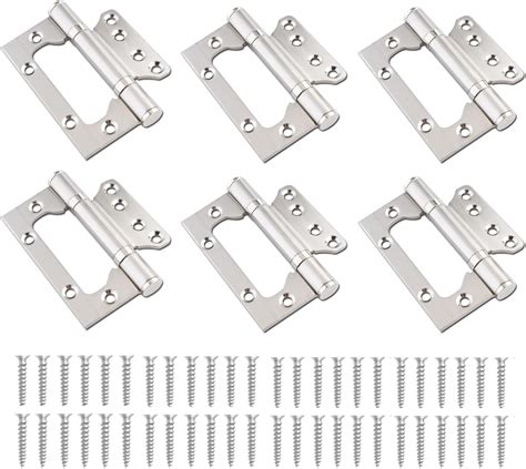 Qinghec 6 Pcs Heavy Duty Flush Hinges 100mm Stainless Steel Ball Bearing Hinges Large Flush