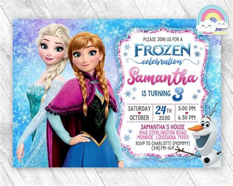 Invitación Frozen Invitación Cumpleaños Invitación Fiesta Etsy España