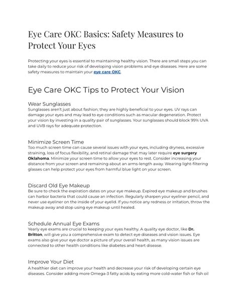 Ppt Eye Care Okc Basics Safety Measures To Protect Your Eyes