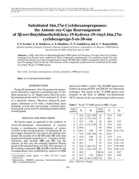 PDF Substituted 16α 17α cyclohexanopregnanes The anionic oxy Cope