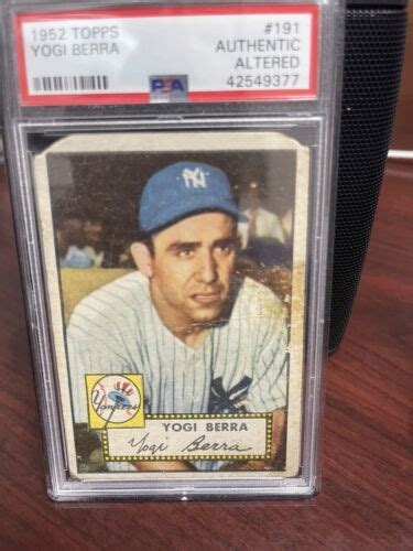 Yogi Berra Vintage 1952 Topps Baseball Card 191 Yankee PSA Authentic