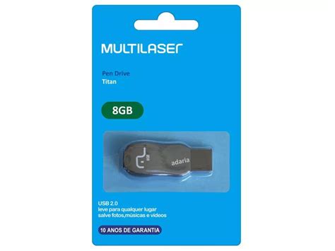 Pendrive Multilaser Titan Preto 8GB USB 2 0 HARDSTORE Informática