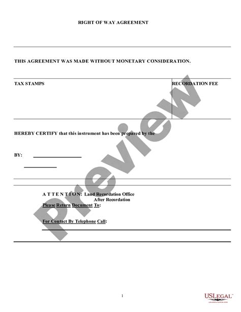 Right Of Way Easement Agreement Form Us Legal Forms