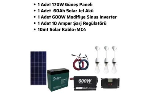 Off Grid Solar Paket Sistemler Watt G Ne Panel Tv Aydinlatma