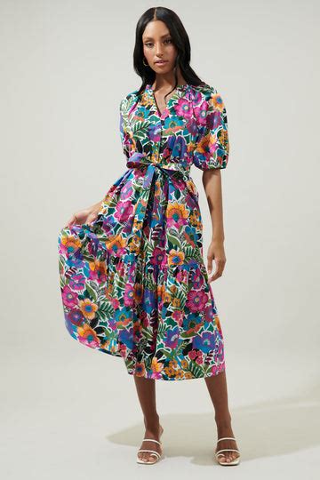 Trini Floral Palmer Poplin Tiered Maxi Dress Sugarlips