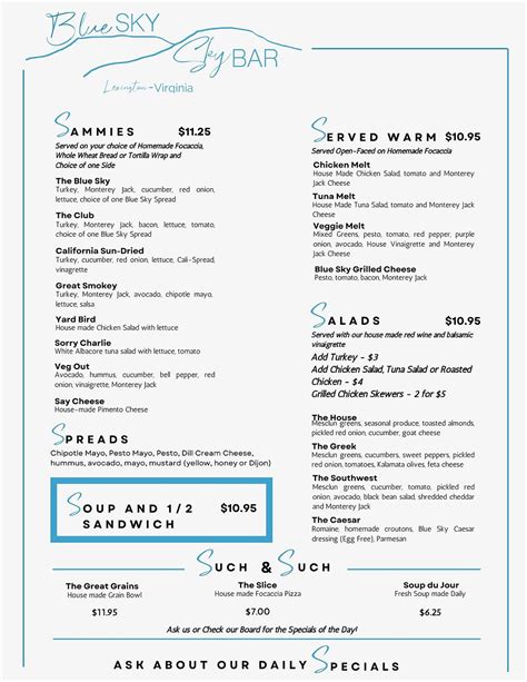 Blue Sky Menu Mysite