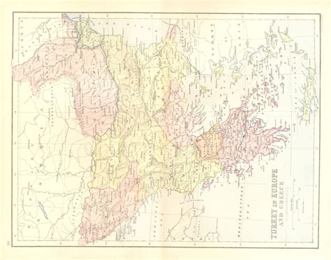 BALKANS Turkey In Europe Greece 1870 Old Antique Vintage Map Plan Chart