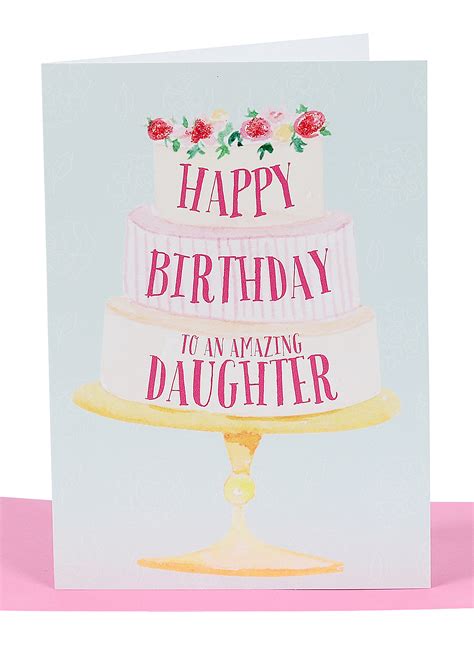 Wholesale Daughter Birthday Card - Large Cake & Glitter - Lil's Cards ...