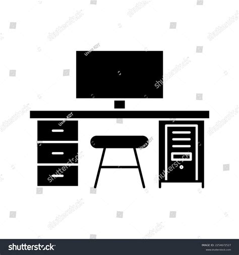 Office Desk Icon Workplace Symbol Desktop Stock Vector Royalty Free