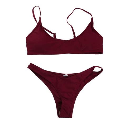 Mulher Almofada Push Up Bikini Conjunto Trajes De Banho Duas Peças Maiô