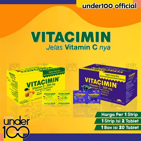 Jual Under100 Vitacimin Vitamin C 500mg 1 Tablet Fresh Lemon