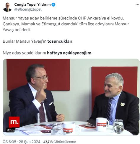 Mansur Yavaş ın tosuncukları diyen İYİ Parti Ankara adayına Ümit