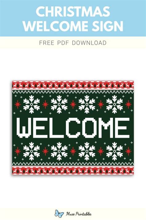 Printable "Christmas Welcome" Sign Template | Welcome sign, Christmas printables, Printable signs