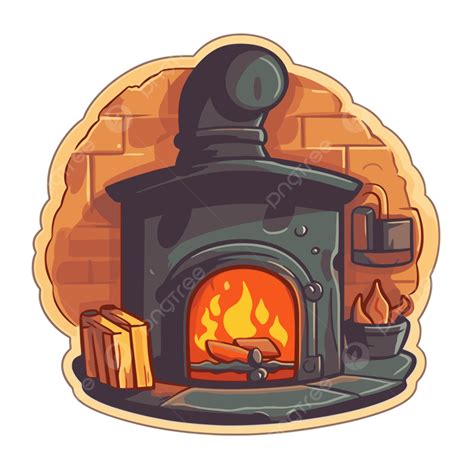 An Icon Of A Cartoon Fireplace With A Pipe In The Middle Clipart Vector