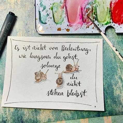 Lettering Spruch Aquarell Schnecken Texte