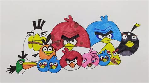 All Angry Birds Characters Drawing And Colouring Angry Birds Drawing