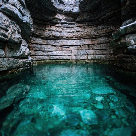 Serene Underground Pool In A Natural Cave Stock Illustration