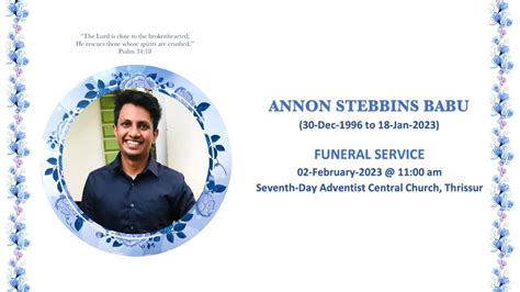 Annon Stebbins Babu Funeral Service Live Streaming Youtube