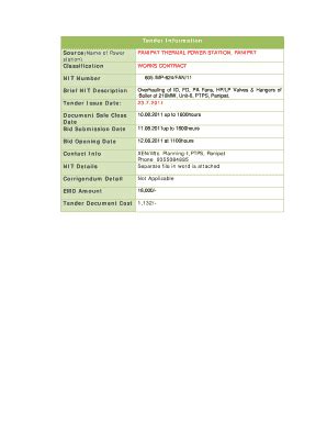 Fillable Online Hpgcl Gov Tender Information Classification Hpgcl Gov