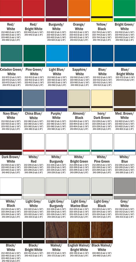 mattes color chart  quality signs engraving
