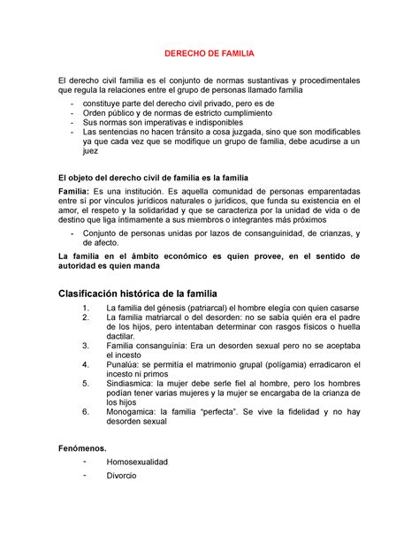 Derecho De Familia Apuntes Derecho De Familia El Derecho Civil