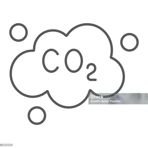 Icône De Ligne Mince De Co2 De Pollution Écologie Et Dioxyde Signe De Nuage Démissions De Co2