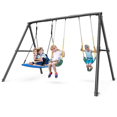 KloKick 600lbs Heavy Duty Swing Set – A-Frame Metal Swing Set with