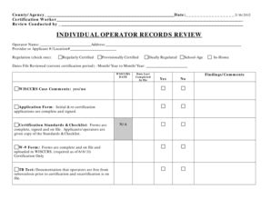 Fillable Online Dcf Wisconsin Individual Operator Records Review