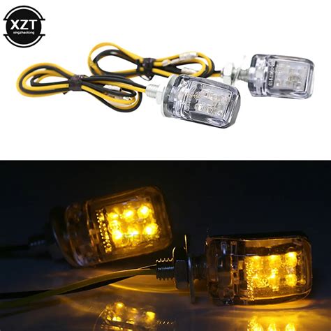 2Pcs Mini Micro Motorcycle Amber LED Turn Indicators Blinkers Flashing