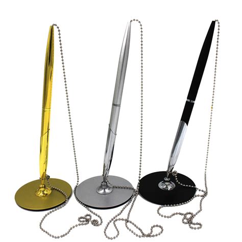 Metal Table Desk Ballpoint Pen With 31 5inch 80cm Bead Chain And Pen