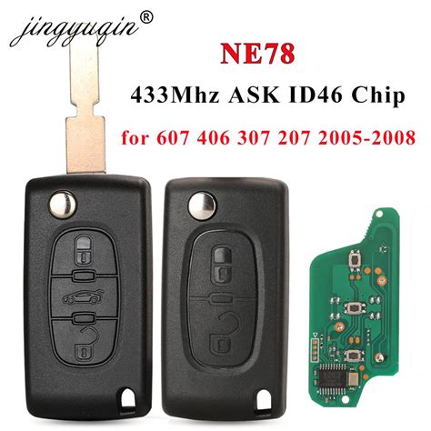 Jingyuqin 2 3Button NE78 Blade Remote Flip Car Key For Peugeot 607 406