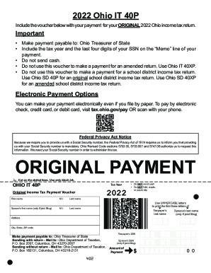 Fillable Online Tax Ohio Original Payment Ohio Department Of Taxation