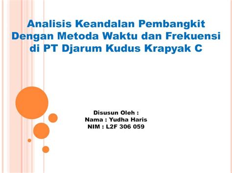 PDF Analisis Keandalan Pembangkit Dengan Metoda Waktu Dan 4 1