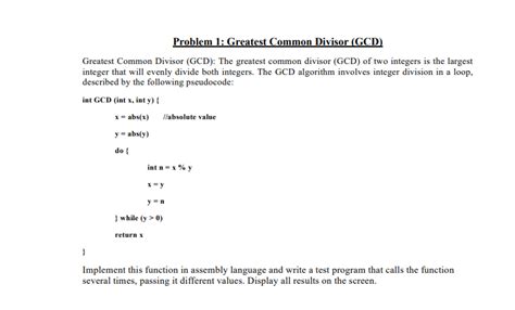 Solved Problem 1 Greatest Common Divisor Gcd Greatest