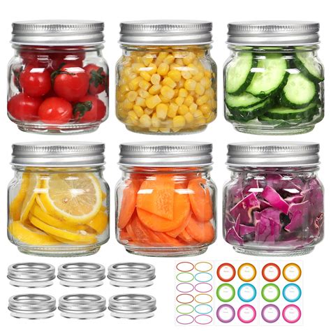 Mcupper 6 Pack Small Mason Jars 8 Oz Half Pint Canning Jars 6 Split