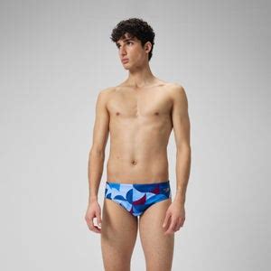 Men S Club Training 8cm Allover Digital Brief Blue Orange Speedo