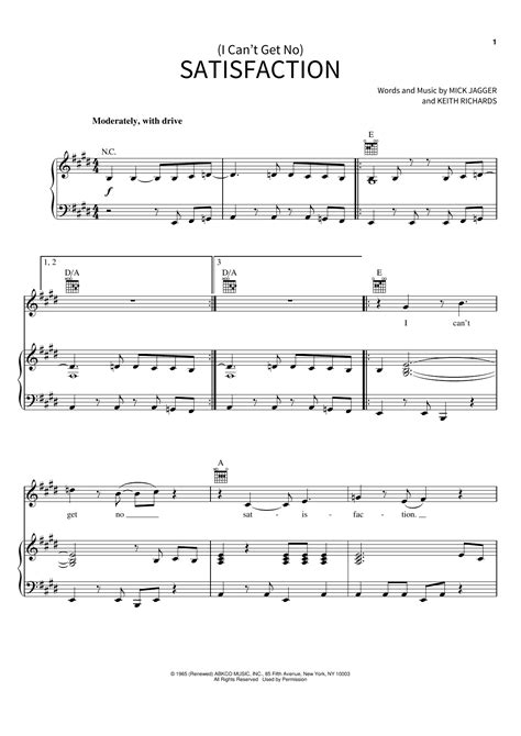 I Can T Get No Satisfaction By The Rolling Stones Sheet Music For