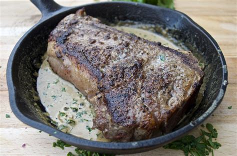 New York Strip Steak With Bourbon Peppercorn Cream Sauce My Modern Cookery