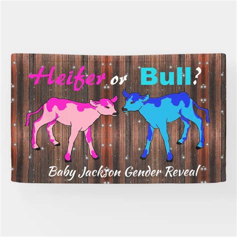 Fun Heifer Or Bull Gender Reveal Banner Zazzle Gender Reveal