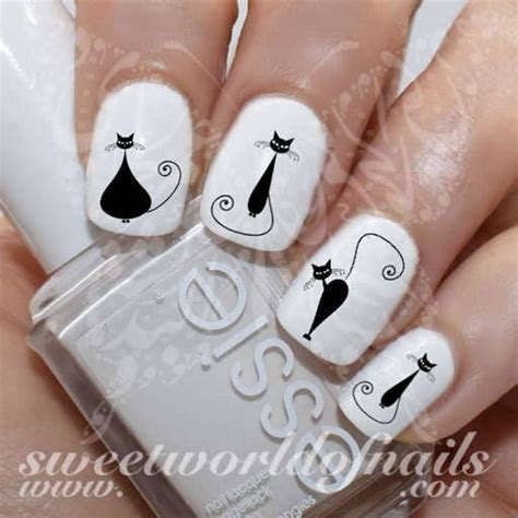 Black Cats Nail Art Nail Water Decals Transfers Wraps Etsy